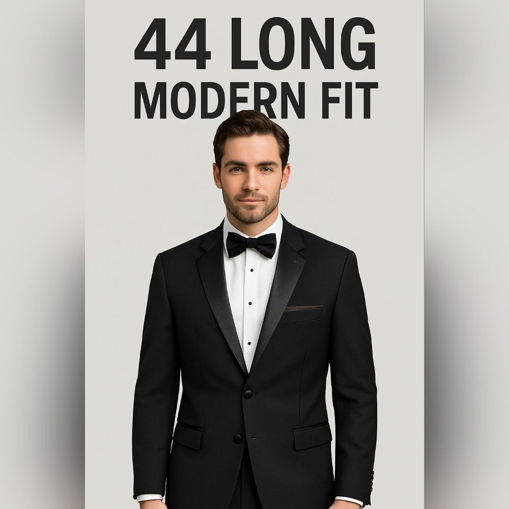 Caravelli Black Men's Super 150 2PCS Tuxedo Size 44 Long / 38 Waist Jacket